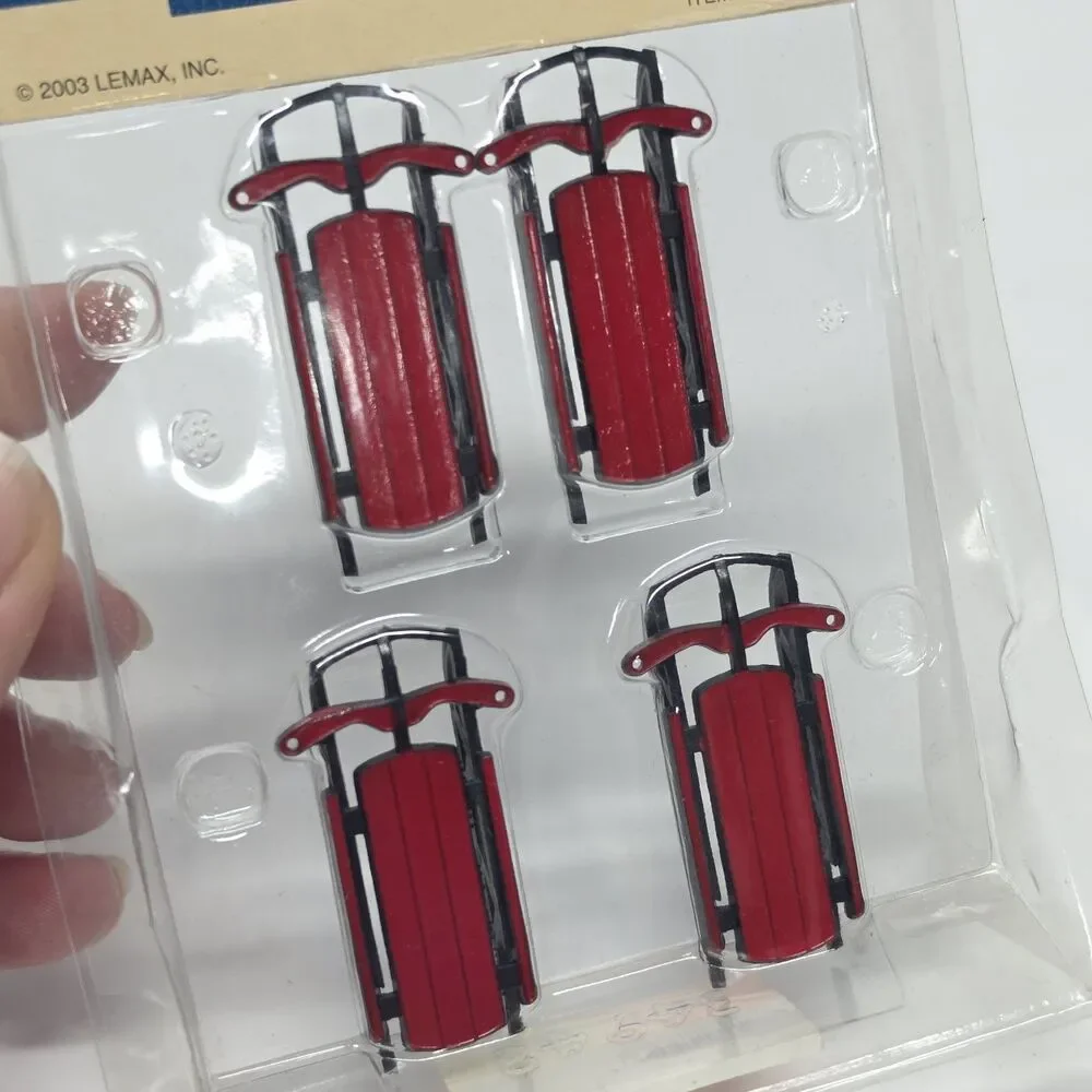 Lemax 2003 SLED Set of 4 Christmas Village Winter Accessory Snow Sleds NEW 34948